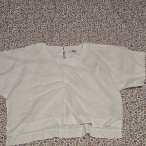 DKNY Pure Off-White Linen Top